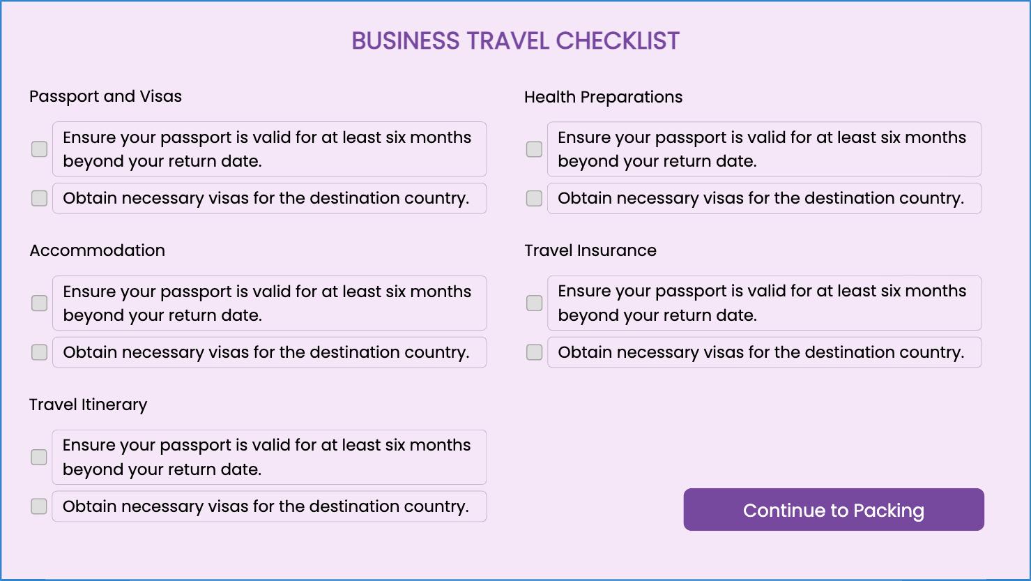 International Business Travel Checklist